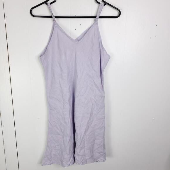 Flax Dress Womens Small Linen Mini Tank Sleeveless Lavender Sustainable Natural - Picture 1 of 8